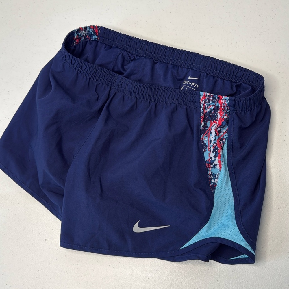 Nike Womens S Tempo Dry-FIT Blue Running Shorts Lined Training 849398 3.5in